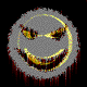 25 distinct animated smiley face icons with varying expressions, colors, and visual effects against a black background
