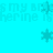 Animated cyan background with repeating teal snowflakes and faint repeated text 'is my brie herine is' in light blue.