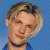 A 50x50 pixel buddy icon split into two sections: a blue background with a person's head and shoulders on the left, and a green background with pixelated text on the right.