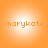 Four identical orange circular icons with gradient backgrounds display the text 'marykate' in lowercase orange pixelated font.