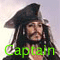A four- shows a character with long dark hair and facial hair in different poses, each labeled with green text: Captain, Jack, Sparrow