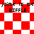 Red and white checkered pattern with repeated text 'joime is me' above 'BIFLE' in pixelated font, transitioning to diamond-shaped