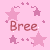 Pixelated pink background with star and plus symbols surrounding the name 'Bree' in brown text, showing animation changes between two states.