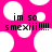 Pixelated pink background with white circles and black text reading "im so smexiii!!!!!" in two identical horizontal sections.