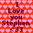 Pixelated text on a heart-patterned background with repeated phrases and symbols.