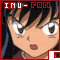Pixelated anime-style character face with changing eye expressions, red text at top, and gray corner elements on a red border.