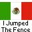 Pixelated Mexican flag with central coat of arms, adjacent to red and black text reading 'Instant Icons .com' and 'I Jumped The Fence'.