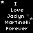 Black background with white pixelated text reading "I Love Jaclyn Martinelli Forever" and small gray stars scattered throughout.