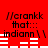 Red background with black text reading "/crankk that:: indiann \" and white horizontal bars in two , showing animation changes between frames