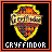 16 identical pixelated icons featuring a shield-shaped emblem with fiery orange and yellow patterns, outlined in bright yellow, above the text 'GRYFFINDOR' on black or dark blue backgrounds
