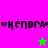 Pixelated text 'kendra' with star symbols on pink and green backgrounds, alternating between static gray and colored