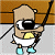 Pixelated cartoon character holding a stick in front of brick wall with green text "Original Icons .com" on right side.