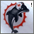Animated sequence of a dolphin icon with red gear-like border, text evolving from 'GO' to 'DOLPHINS' across frames.