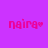 Pixelated pink text 'naira' with a heart symbol on purple background, displayed in four positions with varying light effects