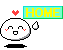 A 3x3 grid of pixel art frames showing a white round character with red cheeks and black feet, each frame displaying the word HOME in yellow text on a green speech bubble above its head.