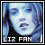 Pixelated portrait of a person with light blue and purple tones, featuring closed eyes and text reading "LIZ FAN" at the bottom.
