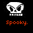 Pixelated white skull icon with crossed bones below, orange 'Spooky.' text beneath, on black background.