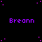 Purple text 'Breann' repeated across black background with scattered purple dots, one gray square in bottom-right corner.