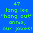 Blue background with green pixelated text reading '47 lang lee "hang out" annie. our jokes!' in a , some highlighted light blue