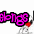 Pixelated pink text 'elongs' with black outline on white background, partially obscured by a red and gray figure.
