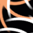 Static 48x48 pixel icon with abstract orange, white, and black geometric shapes forming a stylized figure or motion pattern on a transparent background.