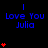 Blue text "Love You Julia" with red heart symbols on a black background, varying in quantity across repeated positions