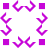 Purple pixelated shapes form a circular border around a white center, with four solid purple squares at cardinal points.