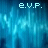 Four- of blue-toned abstract motion with 'e.V.F.' text in top-left corner of each , varying text color and background blur