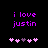 Two identical static images side-by-side display purple text and heart symbols on a black background.