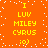 Yellow pixelated text on orange background with white dots, showing repeated phrases and symbols in two vertical