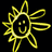 Yellow pixelated sun with smiling face on black background, white text reads 'Be The Cure!' and 'Fund Cancer Research For Kids!'