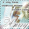 nine identical shows a light blue background with a woman in a white dress and flowing hair, overlaid with text reading "if only these childhood dreams wouldn't fade" and a large cursive "Amray" logo
