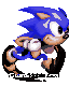 Four pixelated Sonic the Hedgehog icons in running pose with varying motion trails and text overlays.
