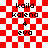Pixelated text on red-and-white checkered background with two animated states showing different transparency effects.