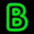 neon-style letter B icons in multiple colors on a black background, with one additional green B icon below the main