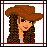 Pixel art contact sheet showing multiple frames of a redneck-themed animated buddy icon with text and character details.