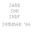 Pixelated with 'SAND SUN SURF' text above 'SUMMER '06', displaying sequential animation frames showing increasing colored dots beneath the year