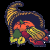 Four pixelated frames of a cornucopia filled with harvest items including pumpkins, apples, and ears of corn arranged in a 2x2 contact sheet.