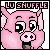 Pixelated pink pig character with large eyes and a small snout, displayed in six showing sequential facial expressions