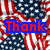 American flag background with red and blue text reading 'Thank You Troops!' in pixelated font.