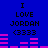 Blue background with black text reading "I LOVE JORDAN (3333)" and pink horizontal bars in two , showing animation changes between observations