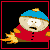 Pixelated character with blue knit hat and red coat, holding orange flame-like object against black background.