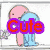 Animated icon with multiple showing cartoon characters, peace symbols, and text overlays like "Cute," "Peace," and "Friends."