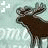 Four identical moose icons arranged in a on a light blue background with white horizontal stripes