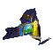 A static icon of New York State's outline with the state seal, featuring an eagle, shield, and landscape, displayed in a of nine identical frames