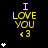Yellow text "I LOVE YOU <3" on black background with white star icons in vertical , some stars animate to form larger clusters
