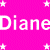 A static image with a bright pink background featuring repeated white text 'Diane' and scattered white stars, partially cropped on the right side.
