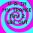 Four identical display a cyan and magenta spiral background with black pixelated text reading 'UR IN MY TRANCE TRY 2 GET OUT' in each