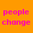 Orange background with pixelated text in pink and white reading 'people change', 'promises are broken', 'just take a breath' across four sections.