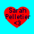Four red heart-shaped icons with 'Sarah Pelletier' text and '<3' symbol on cyan background, two appear pixelated while others are clear.